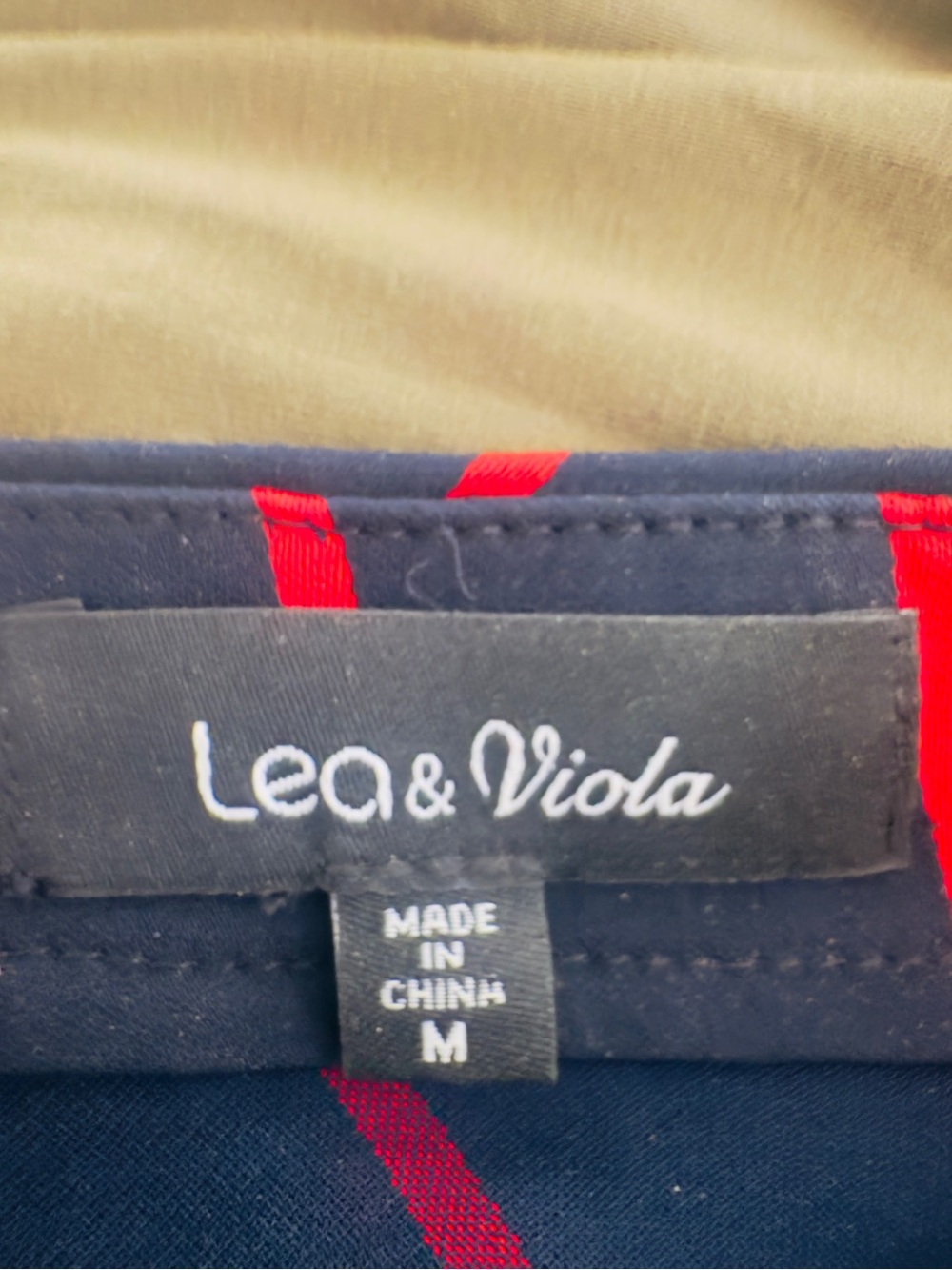 Lea & Viola Navy Midi Skirt with Red Diagonal Stripes